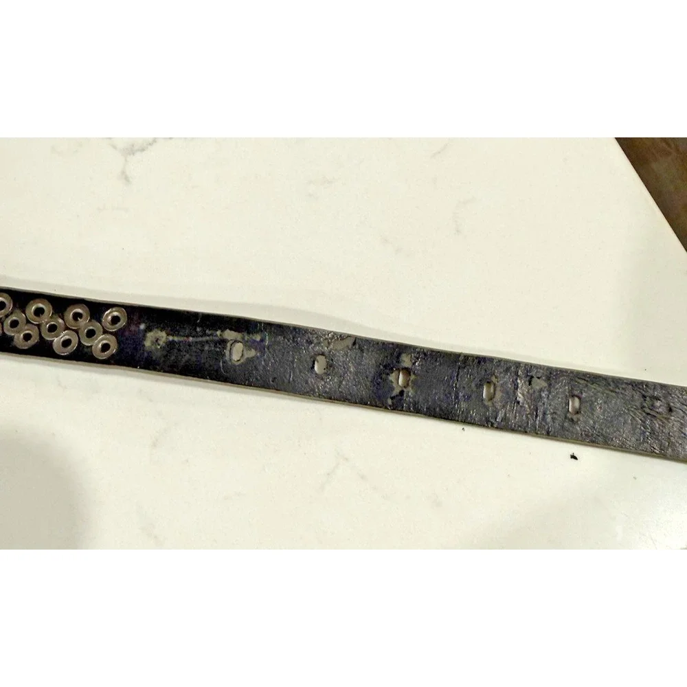 Calvin Klein Womens Gray Leather Belt Round Silver (Gunmetal tone) Studs